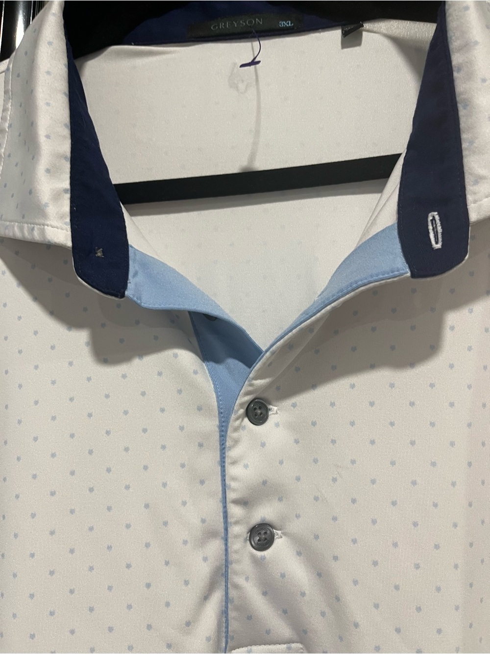 Greyson Golf shirt White Polo with Navy Collar Accents - Picture 3 of 8